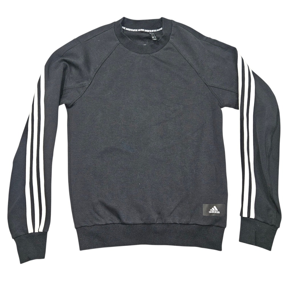 Adidas 3-Stripe Crewneck Sweatshirt Black White GM6463 Sz XS